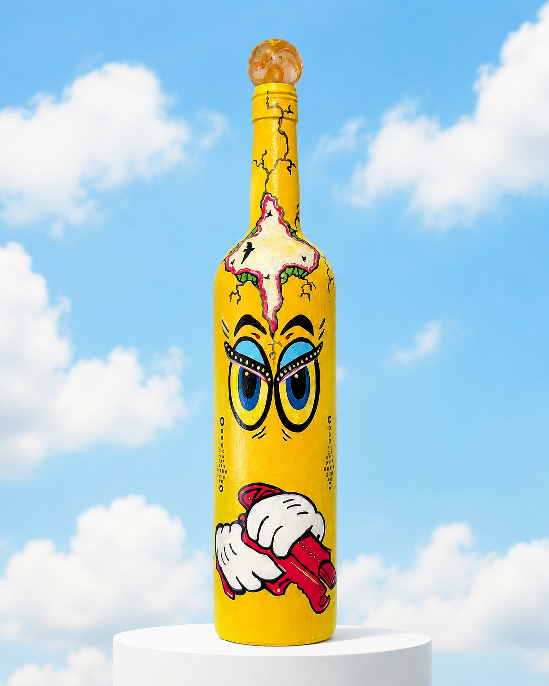 CARLITA Von UZIPOP - POPADEMIC - Painted Glass Bottle