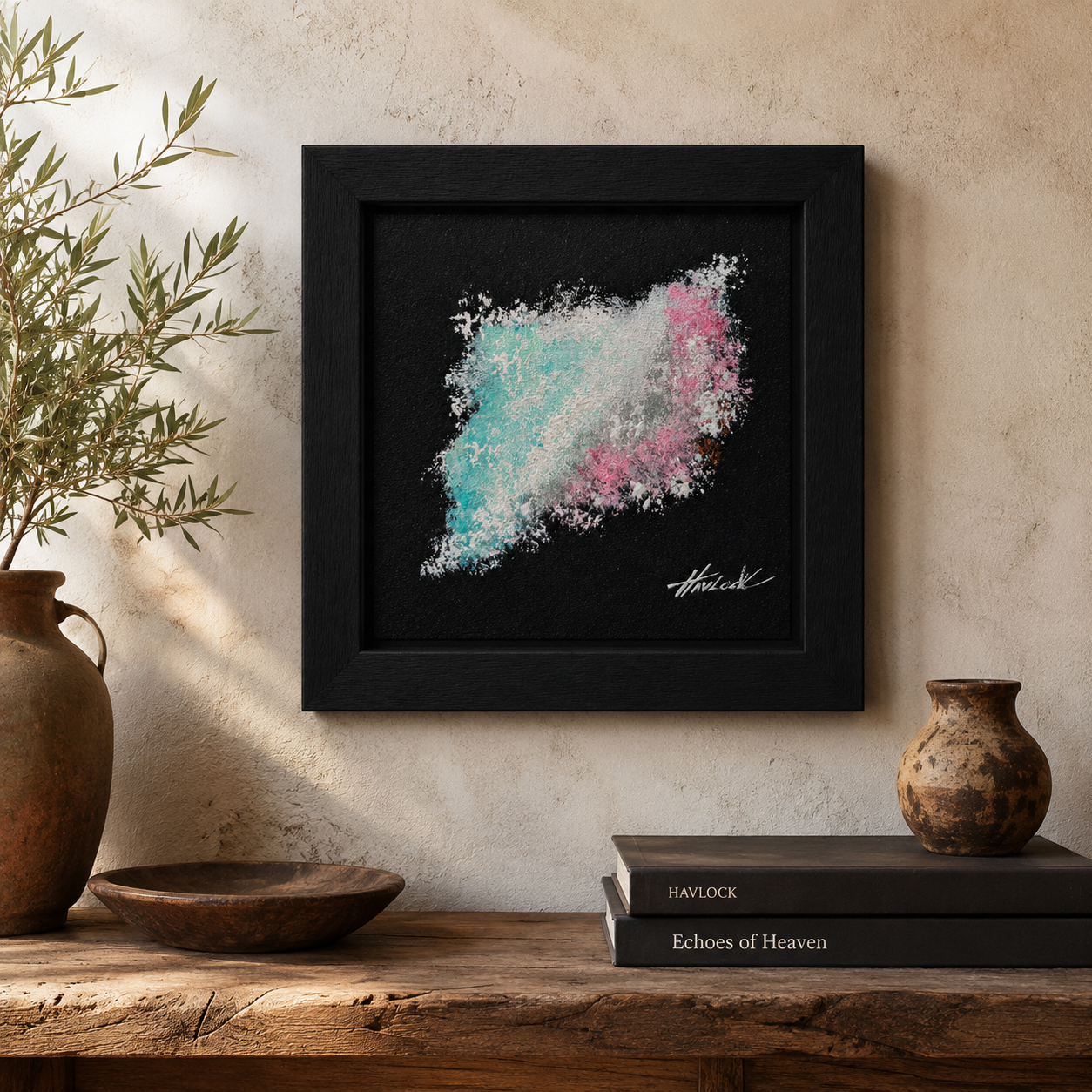 Ghost Signal - 6"x6" - Echoes of Heaven Series - Original Painting - Framed - Image 3