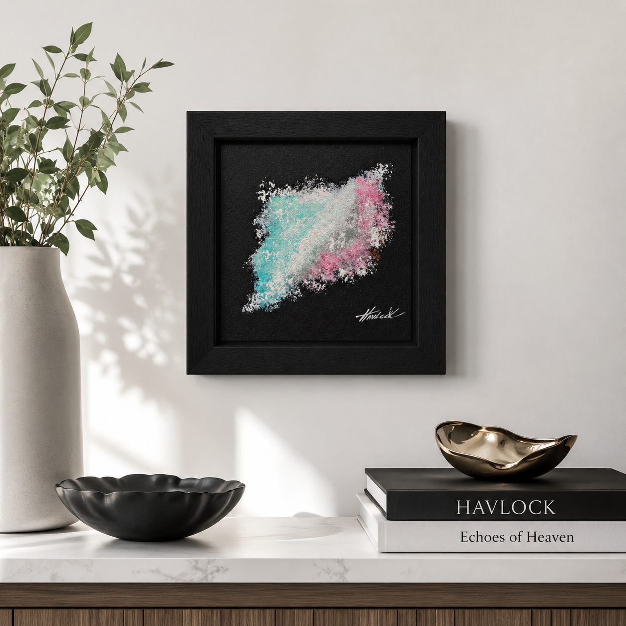 Ghost Signal - 6"x6" - Echoes of Heaven Series - Original Painting - Framed - Image 4