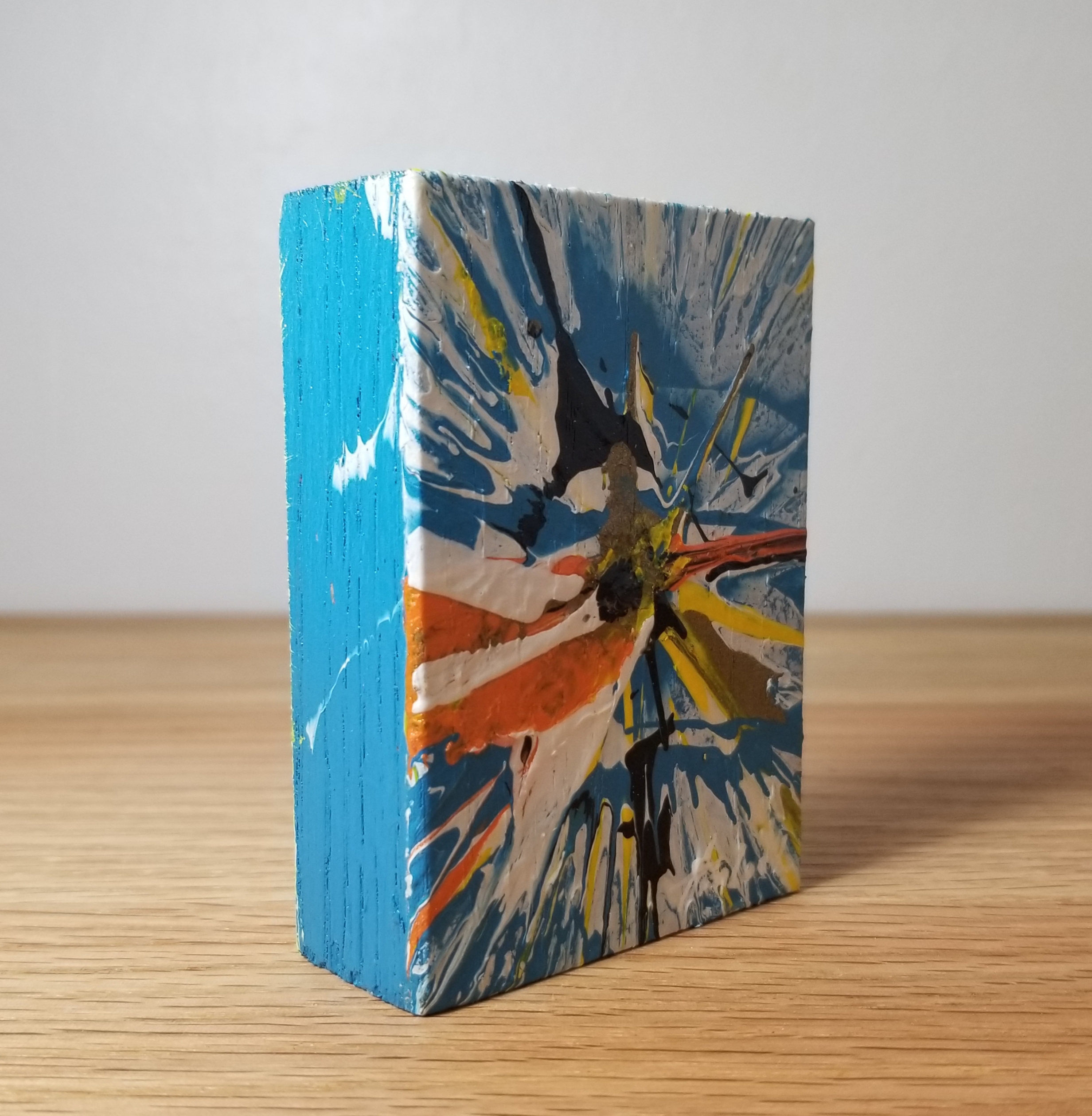 Sunkissed Fracture - 3.5"x2.5" - Velocity Spin Art Series - Freestanding Original Painting - Image 4