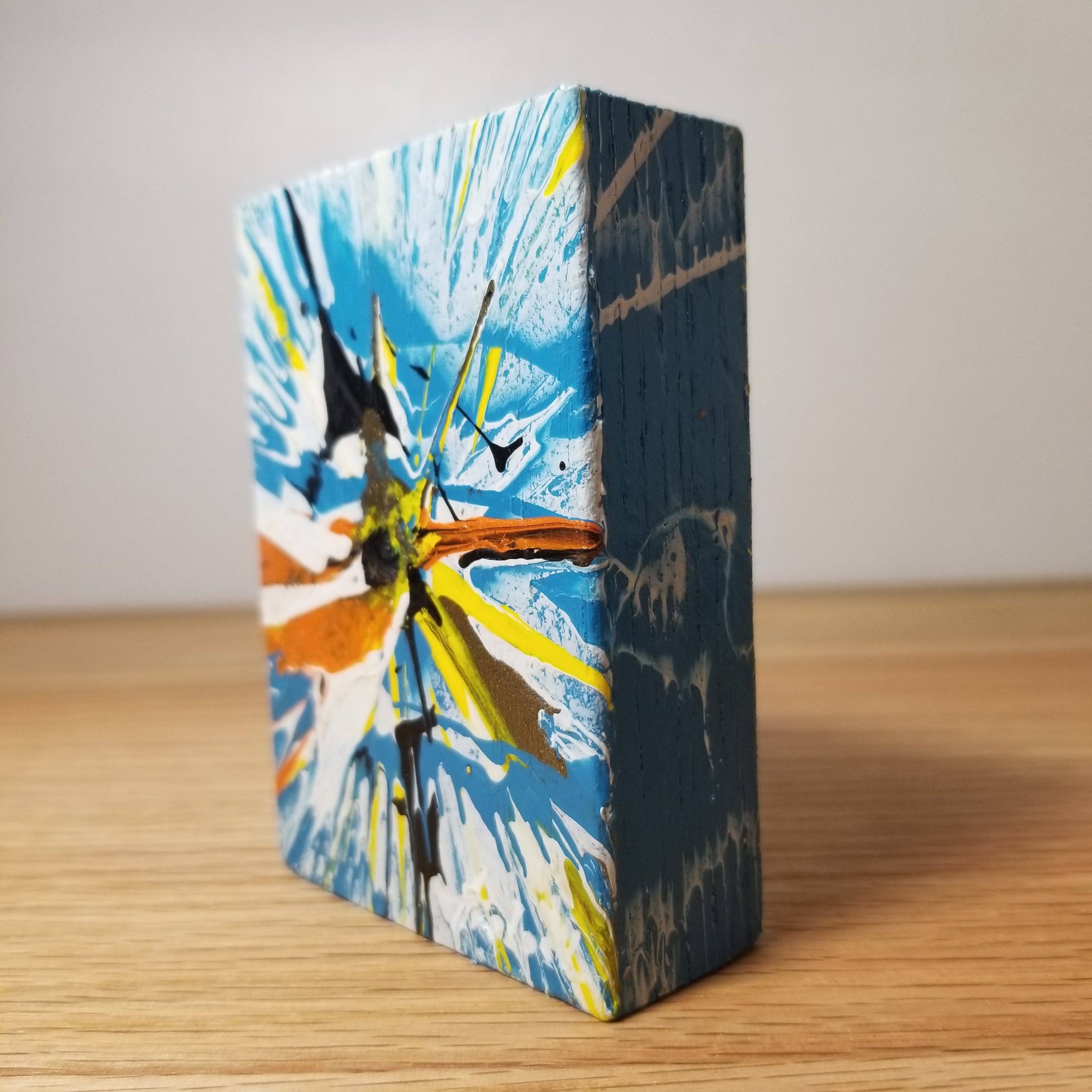 Sunkissed Fracture - 3.5"x2.5" - Velocity Spin Art Series - Freestanding Original Painting - Image 5