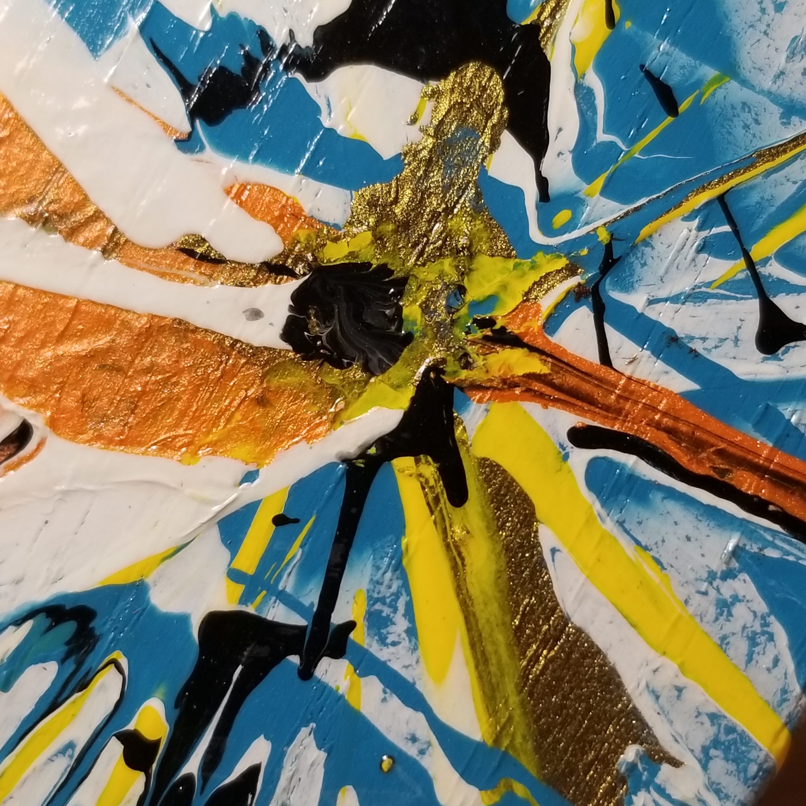 Sunkissed Fracture - 3.5"x2.5" - Velocity Spin Art Series - Freestanding Original Painting - Image 7