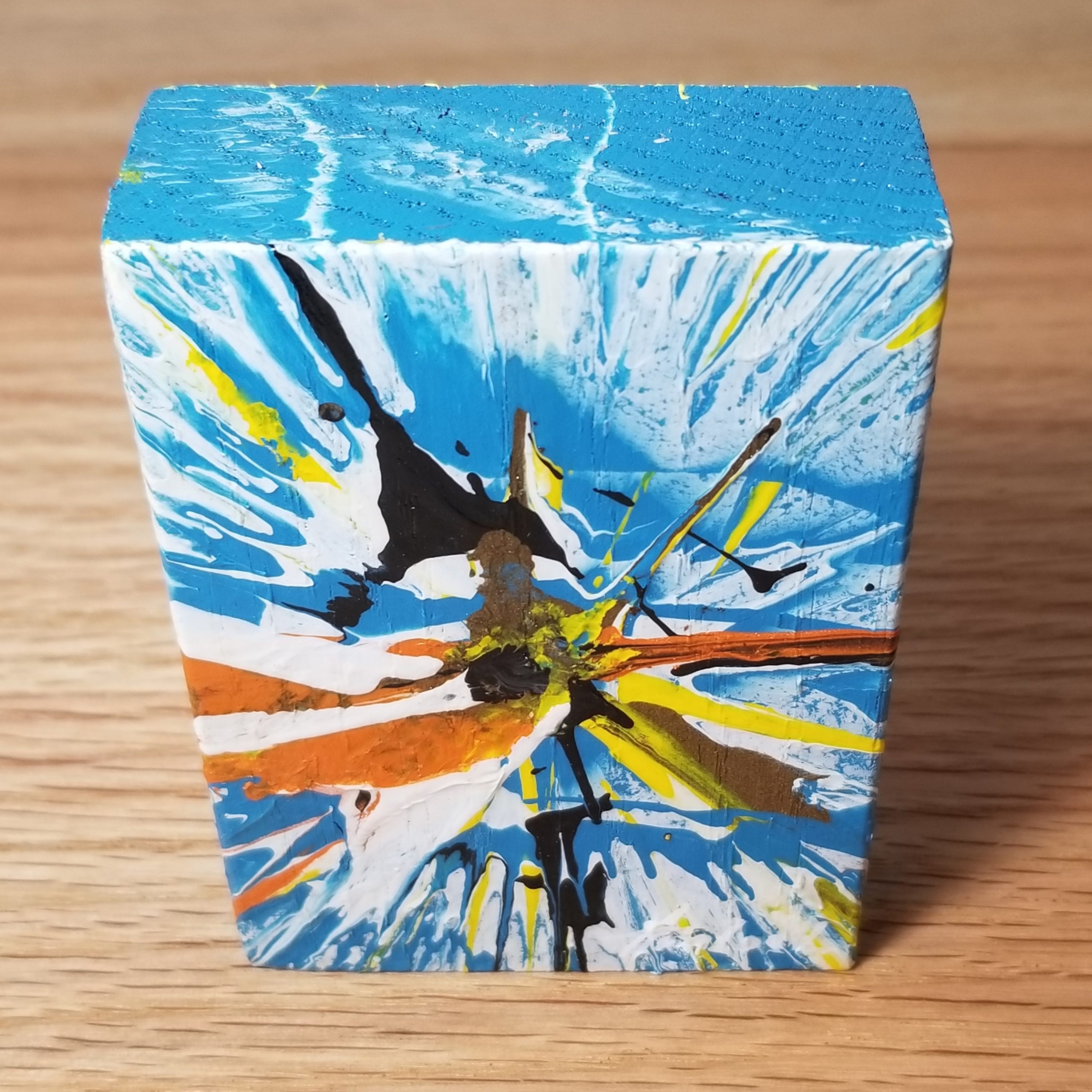 Sunkissed Fracture - 3.5"x2.5" - Velocity Spin Art Series - Freestanding Original Painting - Image 6