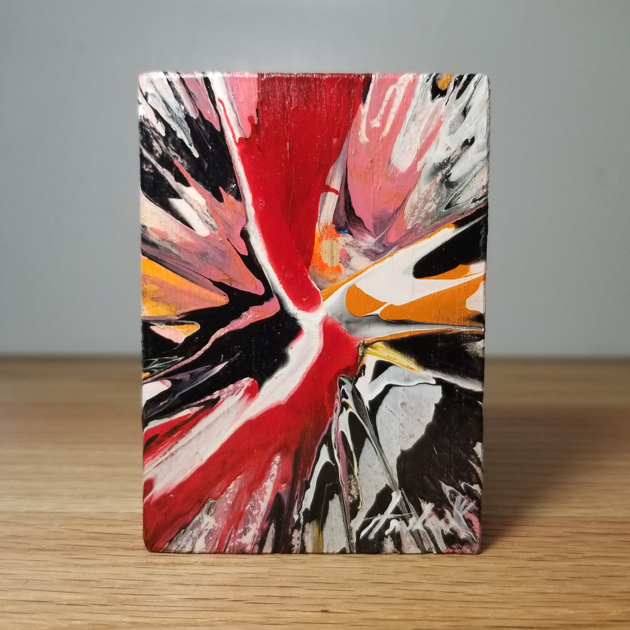Kinetic Weather - 3.5"x2.5" - Velocity Spin Art Series - Freestanding Original Painting