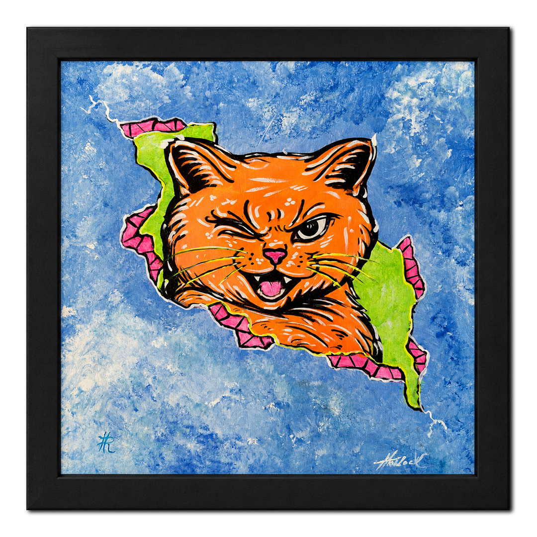 Flirting With Trouble - Cat in a Crack - Original Painting - Joey & Rhonda Havlock Collaboration