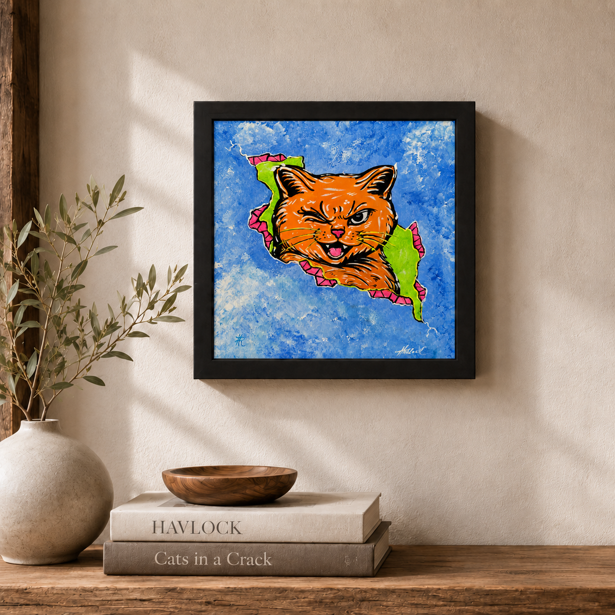 Flirting With Trouble - Cat in a Crack - Original Painting - Joey & Rhonda Havlock Collaboration - Image 3