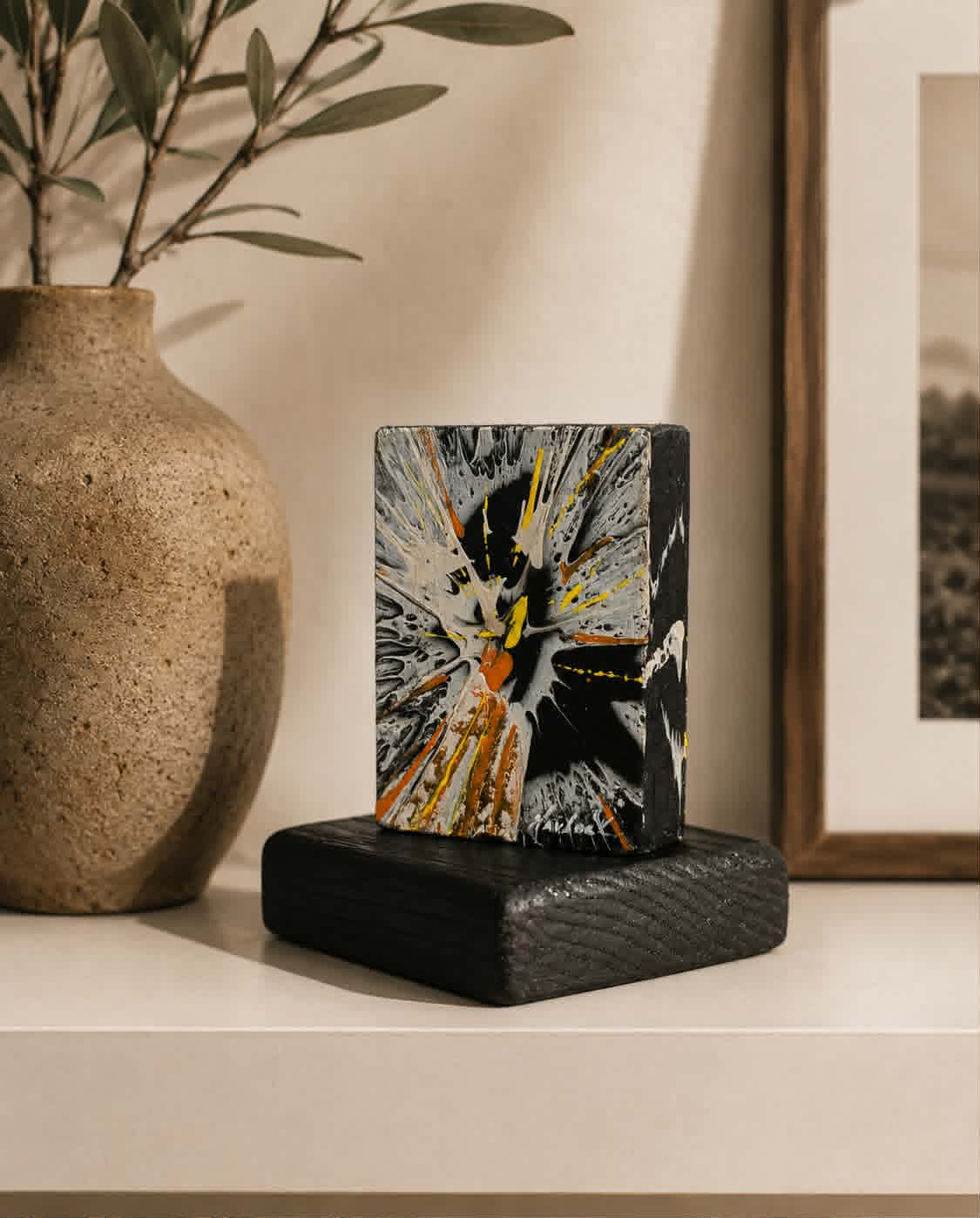 Splash Zone - 3.5"x2.5" - Velocity Spin Art Series - Freestanding Original Painting - Image 3