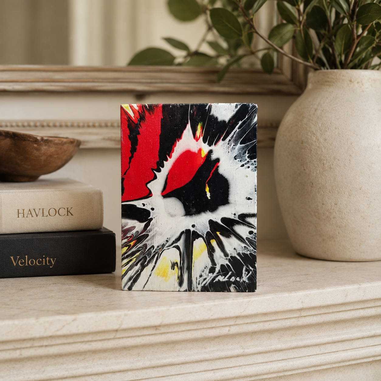 Orbital Impulse - 3.5"x2.5" - Velocity Spin Art Series - Freestanding Original Painting - Image 2