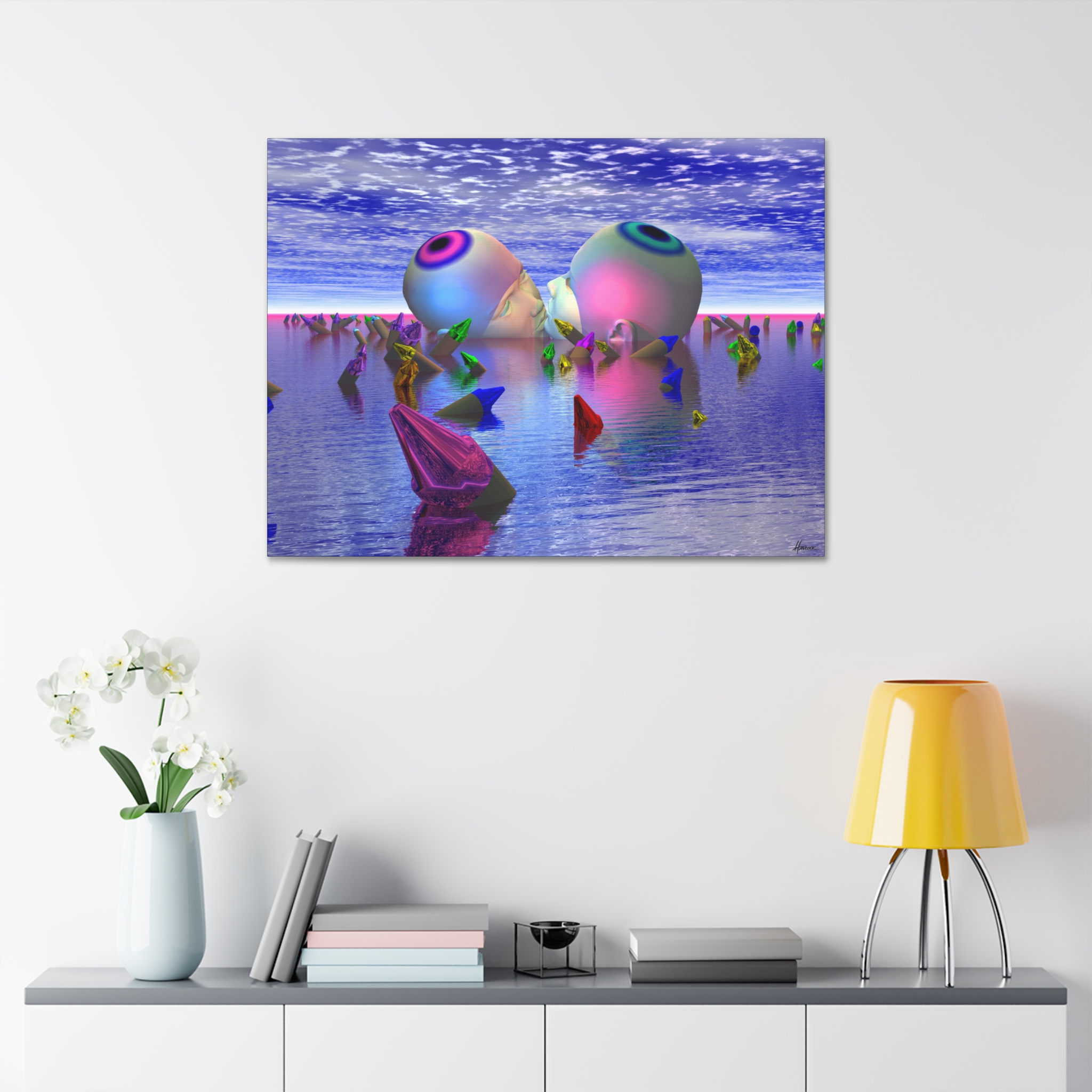 Mind Kiss In Crayola Bay Master Minds Canvas Stretched 40 x 30 Joey Havlock - Image 3
