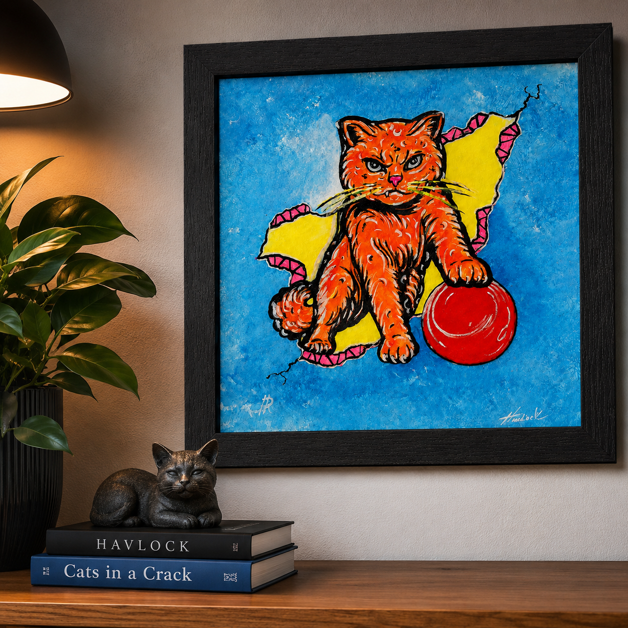 Calm Before the Storm - Cats in a Crack - Original Painting - Joey & Rhonda Havlock Collaboration - Image 4