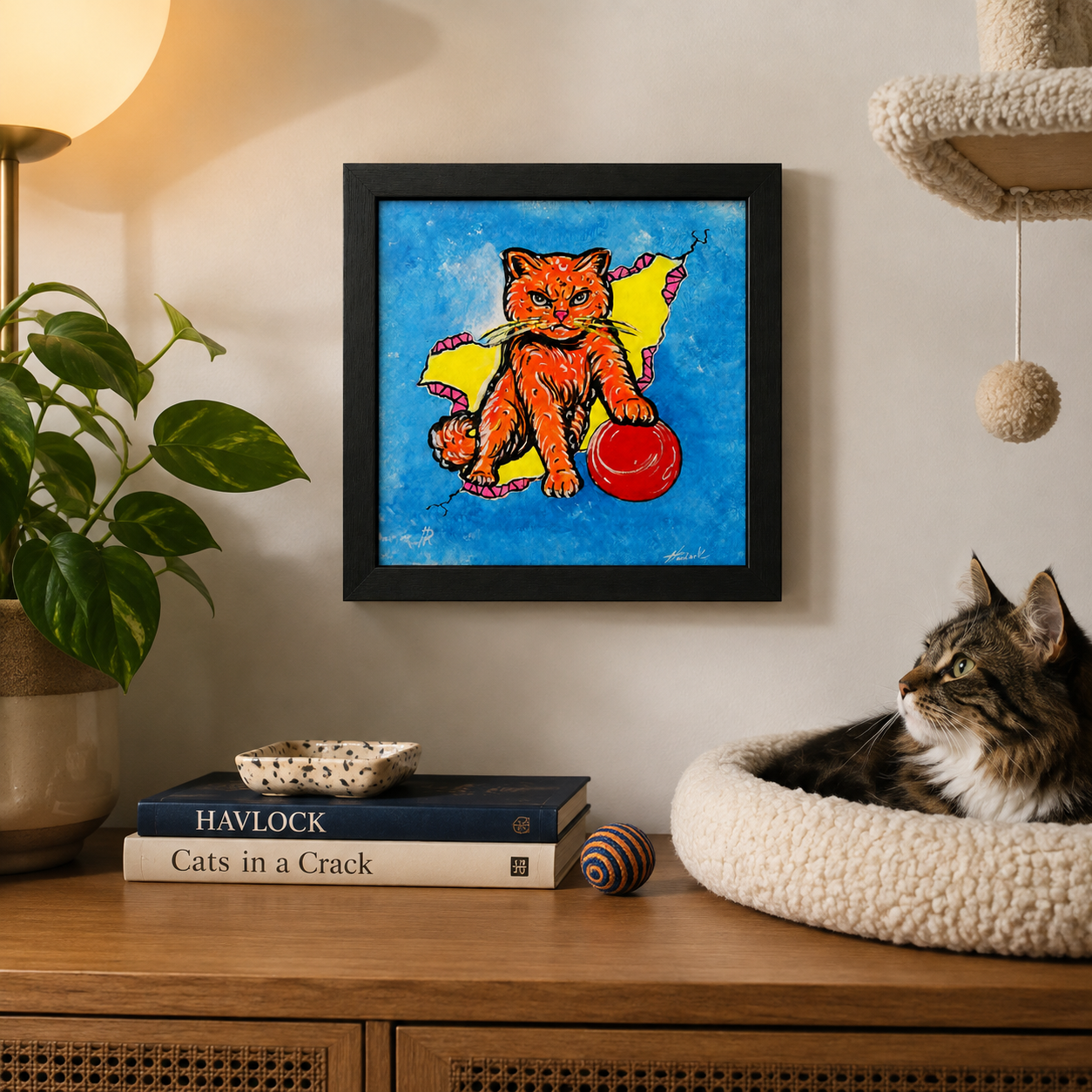 Calm Before the Storm - Cats in a Crack - Original Painting - Joey & Rhonda Havlock Collaboration - Image 3