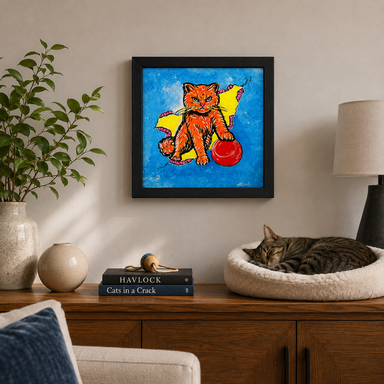 Calm Before the Storm - Cats in a Crack - Original Painting - Joey & Rhonda Havlock Collaboration - Image 2