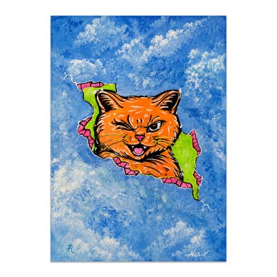 Flirting With Trouble - 5x7 Cats in a Crack Print, Unframed