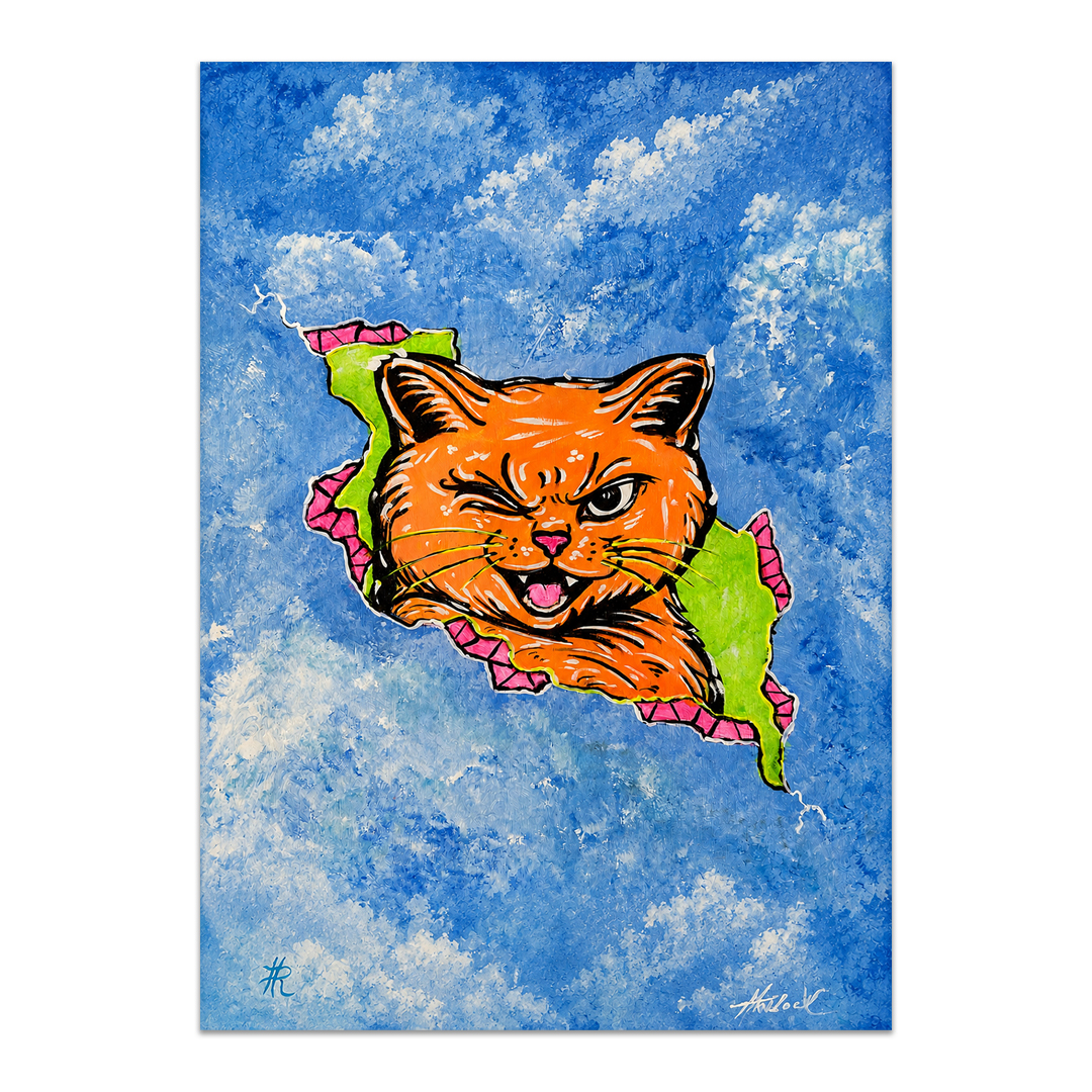 Flirting With Trouble - 5x7 Cats in a Crack Print, Unframed