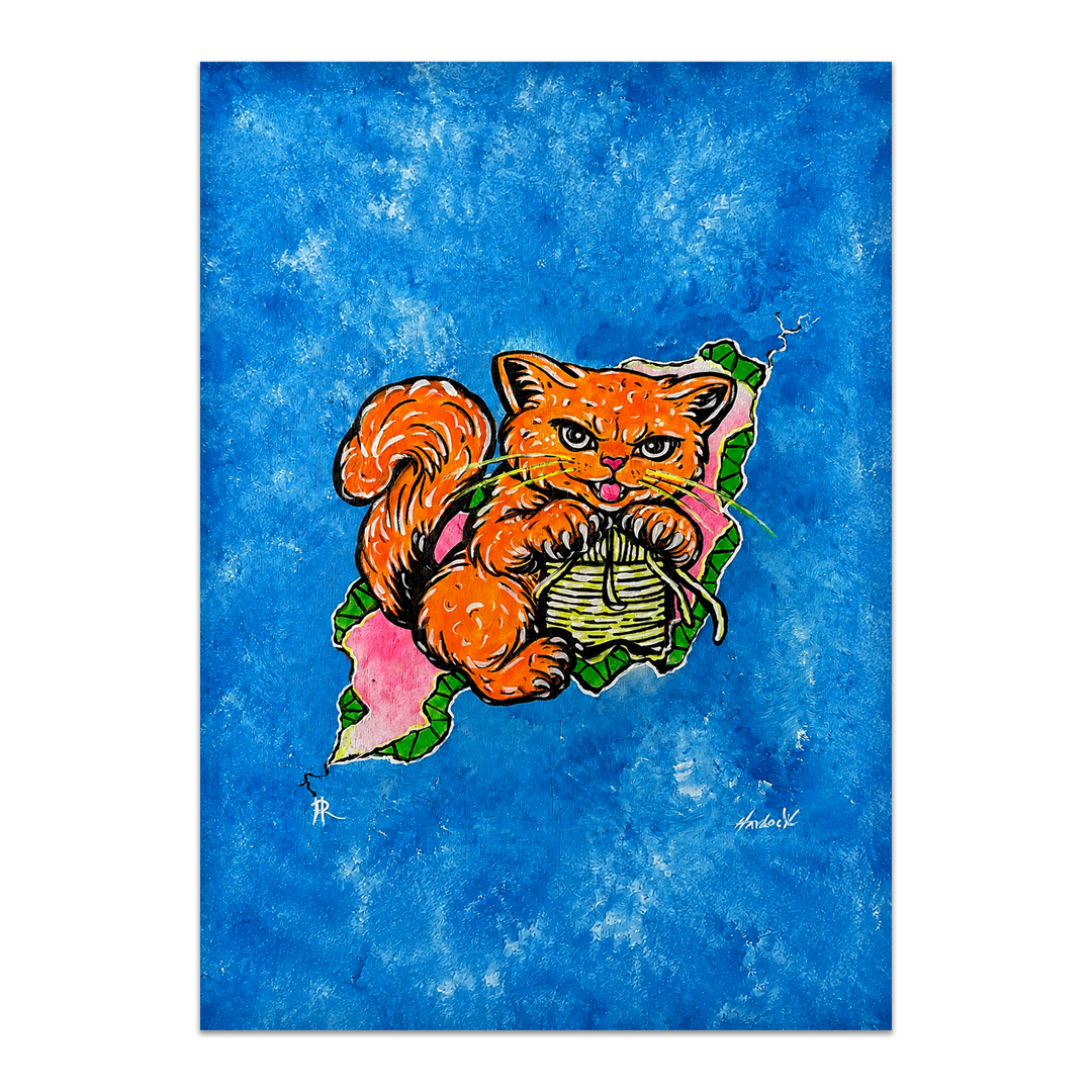 Midnight Menace - 5x7 Cats in a Crack Print, Unframed