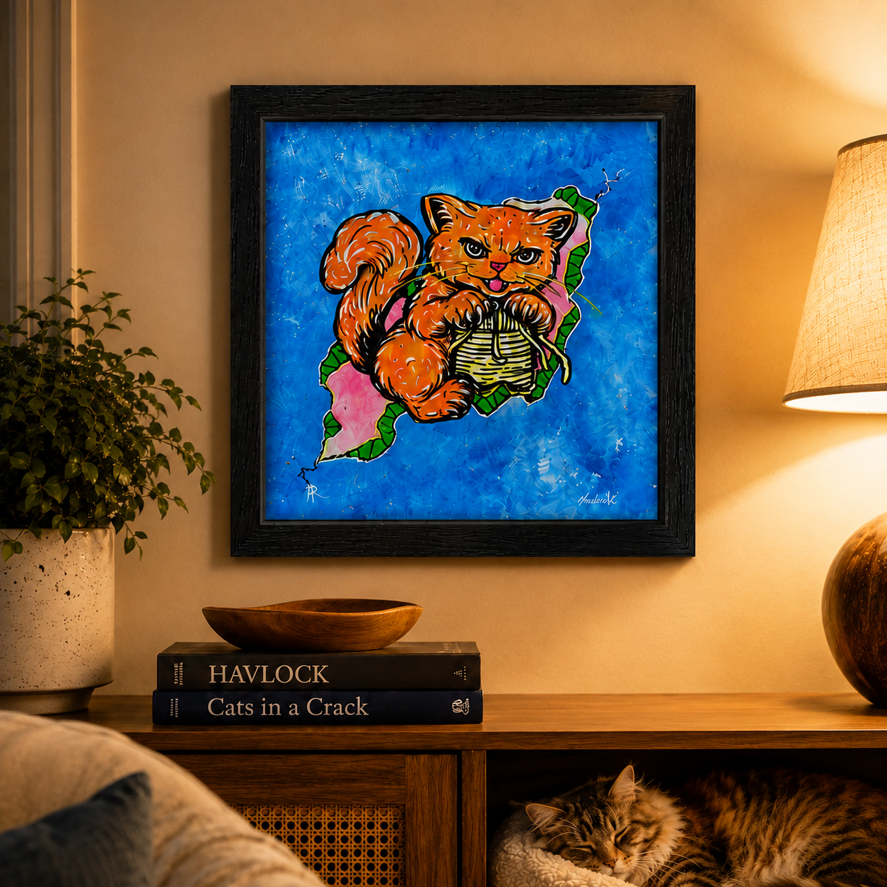 Midnight Menace - Cats in a Crack - Original Painting - Joey & Rhonda Havlock Collaboration - Image 3