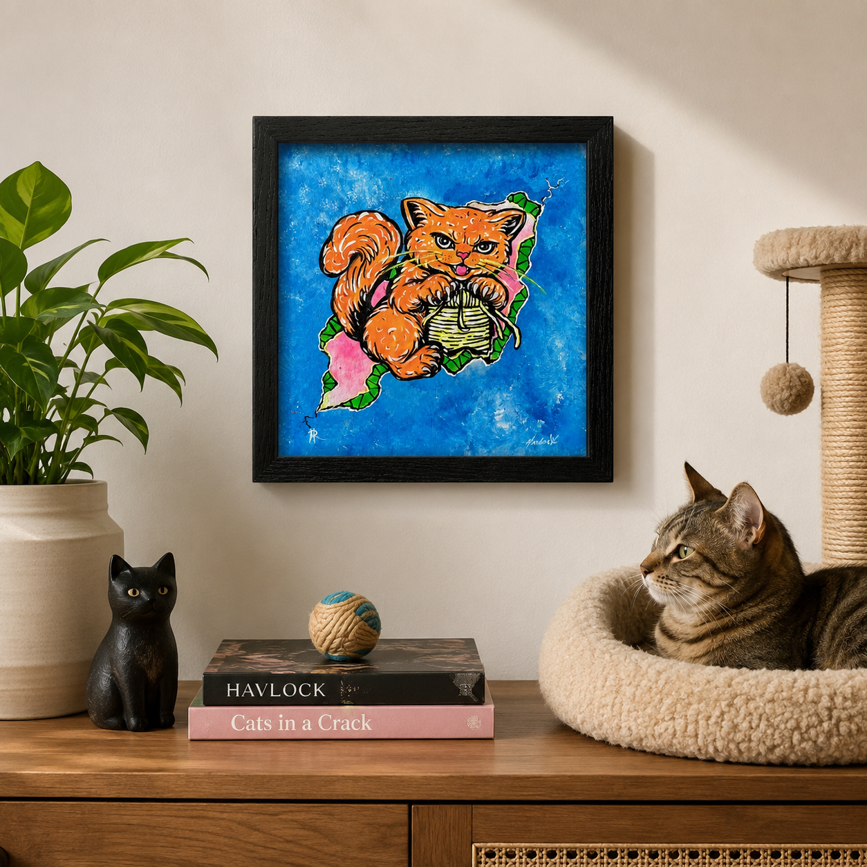 Midnight Menace - Cats in a Crack - Original Painting - Joey & Rhonda Havlock Collaboration - Image 2