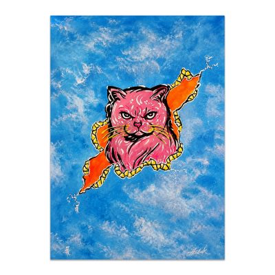 Call Me Kitty One More Time - 5x7 Cats in a Crack Print, Unframed