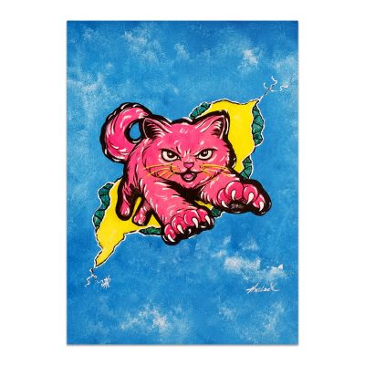 Leaping Light Claws - 5x7 Cats in a Crack Print, Unframed