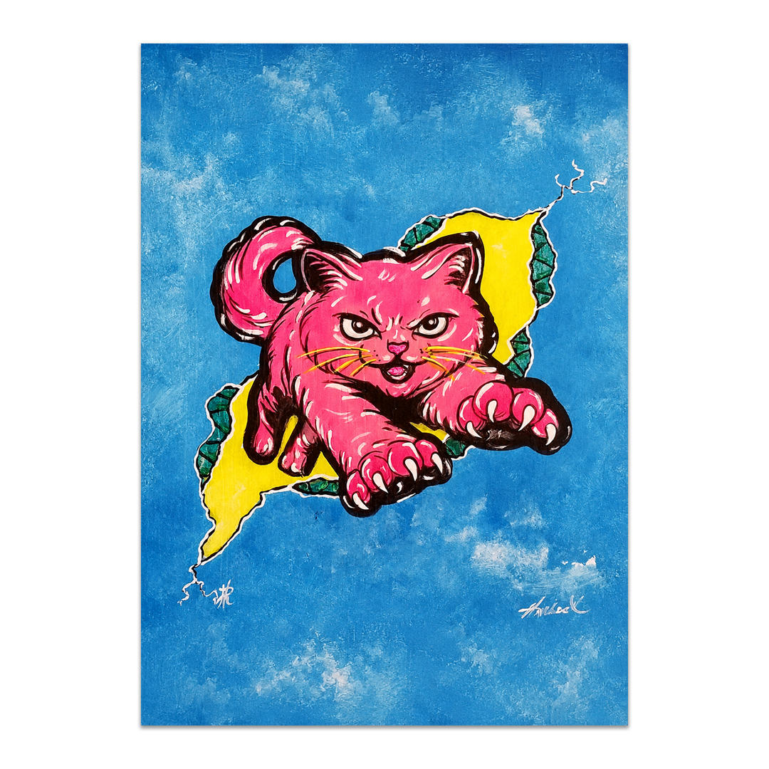 Leaping Light Claws - 5x7 Cats in a Crack Print, Unframed