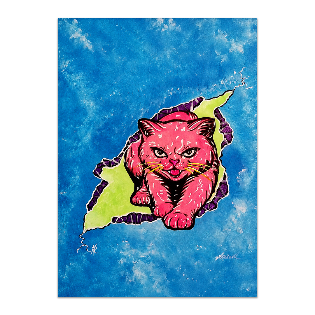 Sneaky Sam Stalking - 5x7 Cats in a Crack Print, Unframed