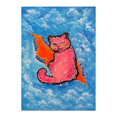 Well Hello Kitty Kitty - 5x7 Cats in a Crack Print, Unframed