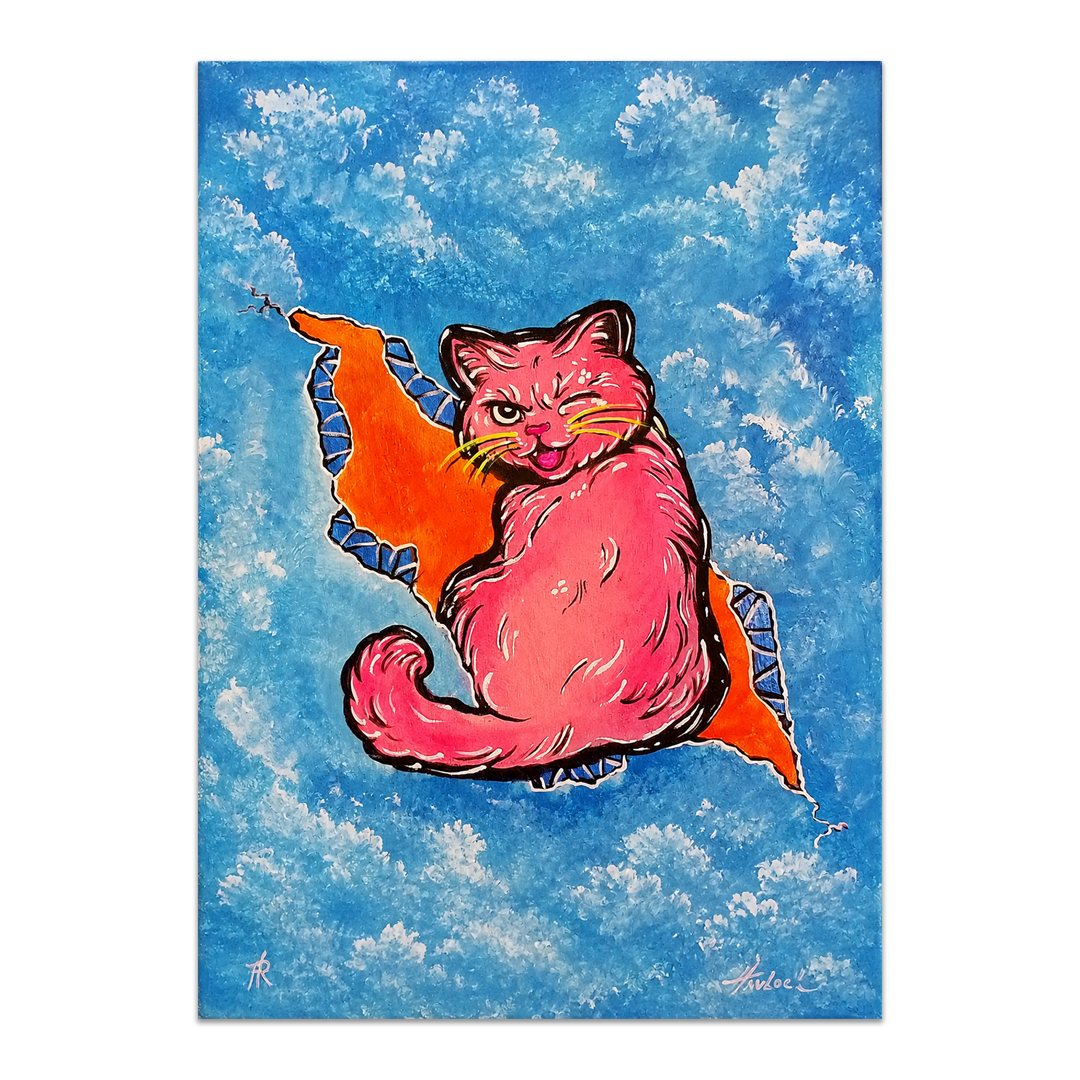 Well Hello Kitty Kitty - 5x7 Cats in a Crack Print, Unframed