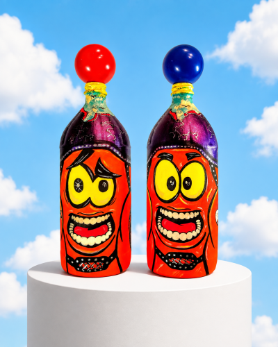 Hermes & Hannibal Gunner - POPADEMIC - Painted Glass Bottle Set