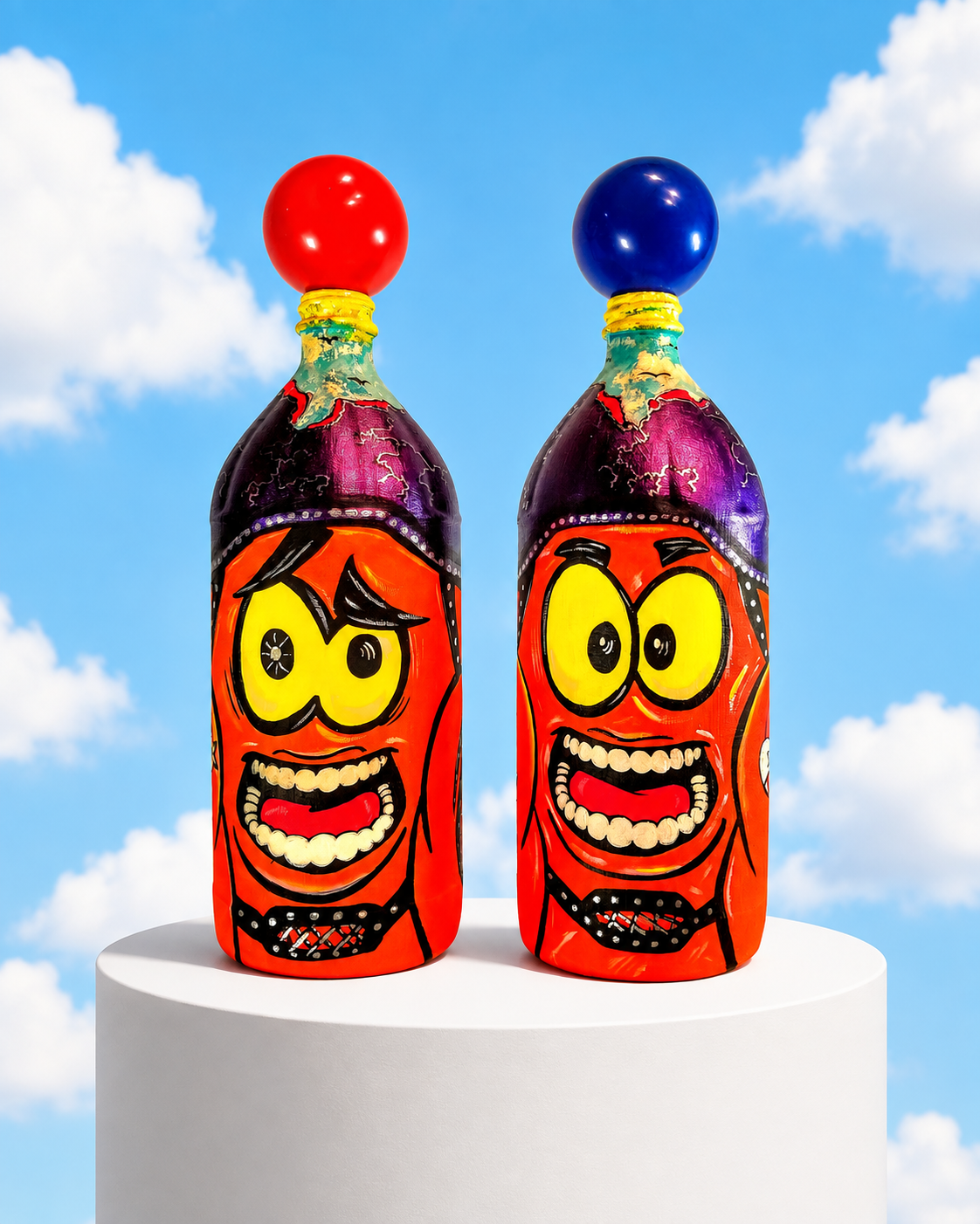 Hermes & Hannibal Gunner - POPADEMIC - Painted Glass Bottle Set