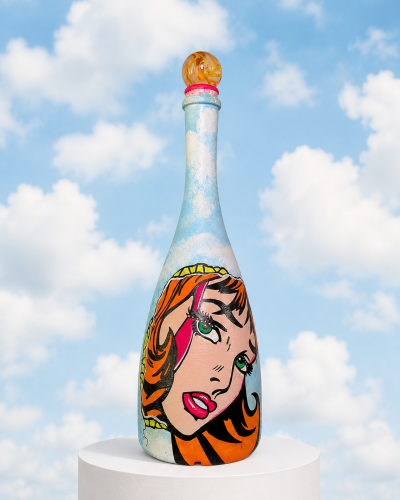 Lipstick, Lightning & Lies - POPADEMIC - Painted Glass Bottle