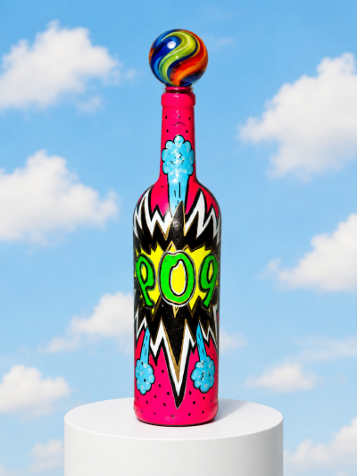 POP Bottle 121 - POPADEMIC - Painted Glass Bottle