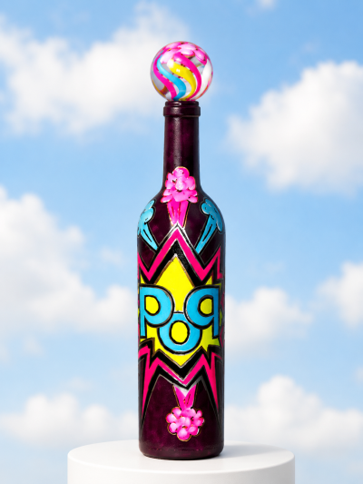 POP Bottle 122 - POPADEMIC - Painted Glass Bottle