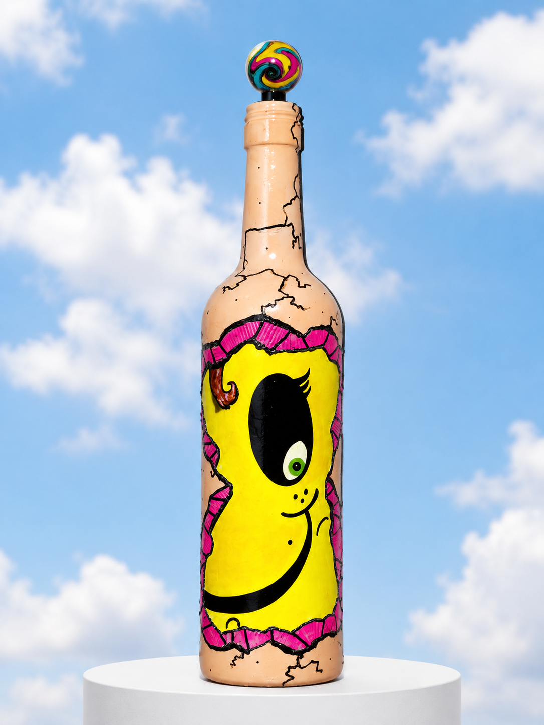 Penelope Picasso - POPADEMIC - Painted Glass Bottle
